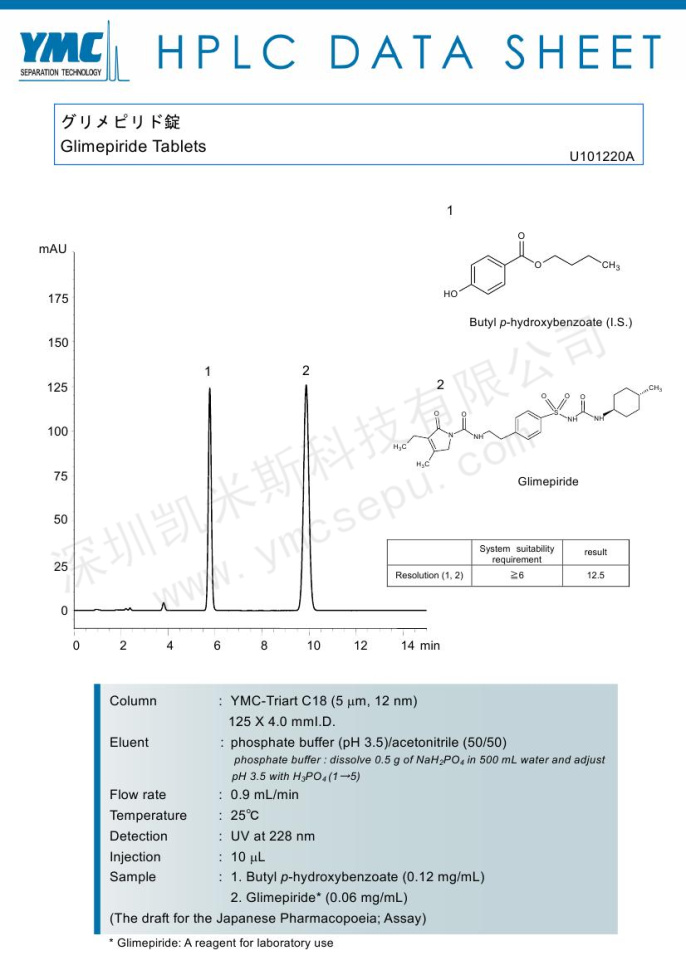 液相色譜法測(cè)定格列美脲片含量(TA12S05-R504WT)