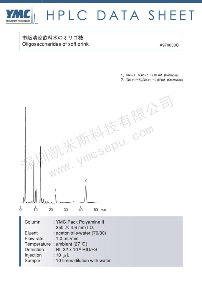 液相色譜法測(cè)定飲料中棉子糖與水蘇糖