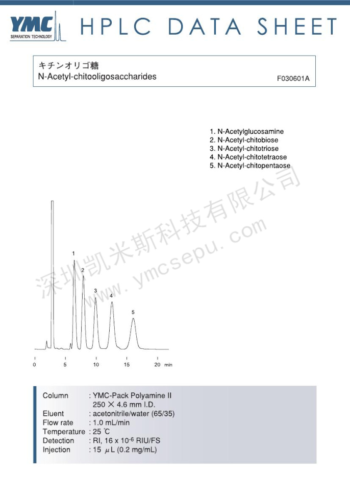 N-乙?；?殼低聚糖分離的液相色譜圖