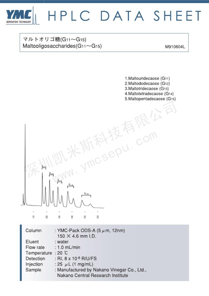 液相色譜法檢測麥芽低聚糖