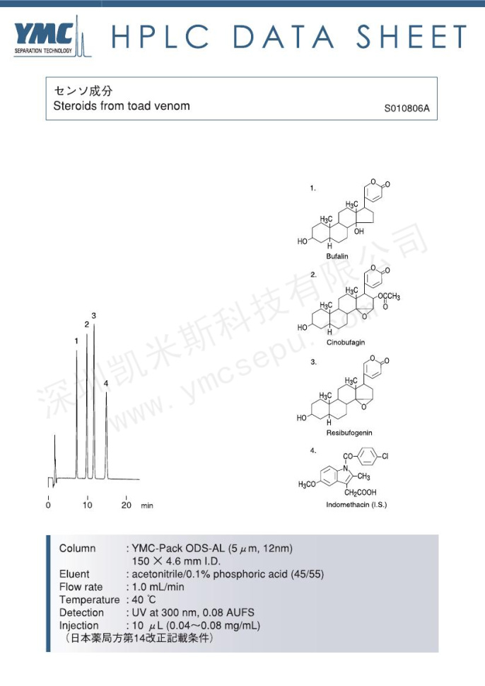 液相色譜法檢測(cè)從蟾酥甾體