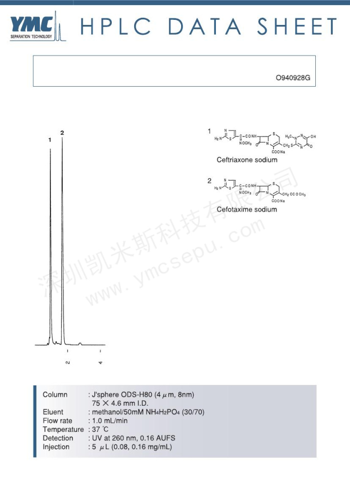 頭孢曲松鈉與頭孢噻肟鈉的色譜圖