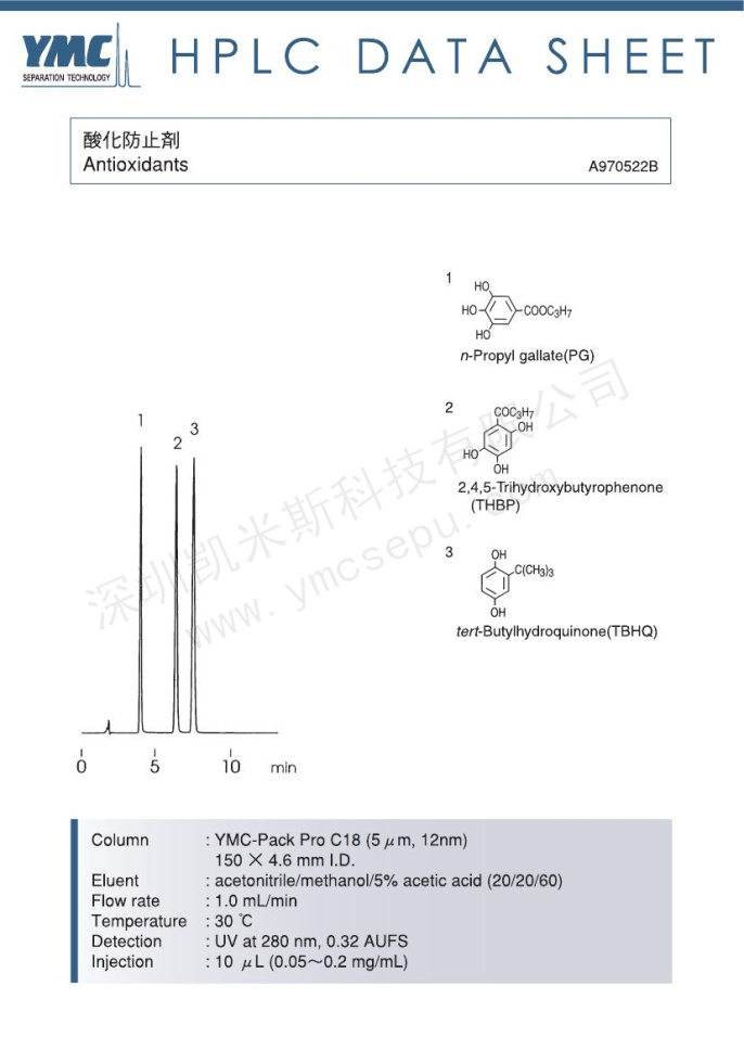液相色譜法檢測抗氧化劑